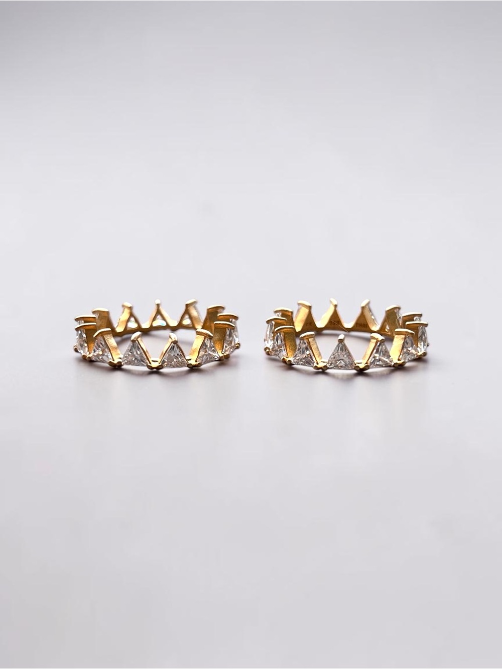 Freida Rothman Set Of 2 Gold Over Sterling Silver CZ Triangle Stacking Rings